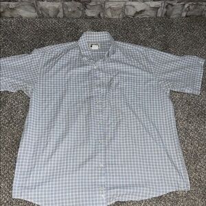 Wrangler Blue and White Plaid Casual Button Down Shirt